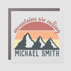 Vintage pastel mountains are calling monogram grey car magnet
