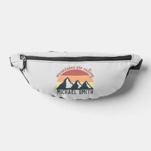 Vintage pastel mountains are calling monogram grey fanny pack