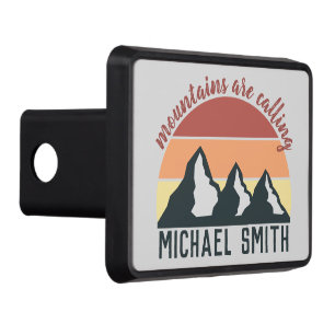Vintage pastel mountains are calling monogram grey hitch cover