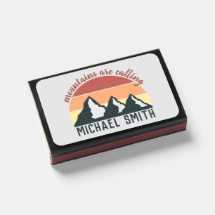 Vintage pastel mountains are calling monogram grey matchboxes