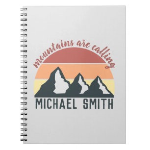 Vintage pastel mountains are calling monogram grey notebook