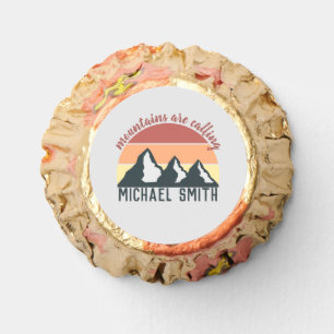 Vintage pastel mountains are calling monogram grey reese's peanut butter cups