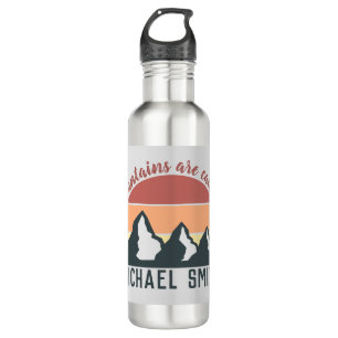 Vintage pastel mountains are calling monogram grey stainless steel water bottle