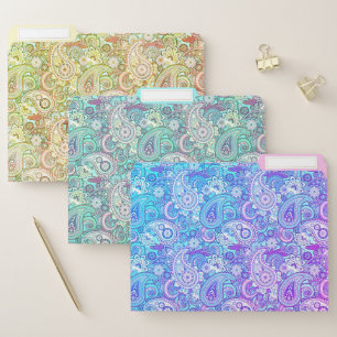 Vintage pastel paisley file folder