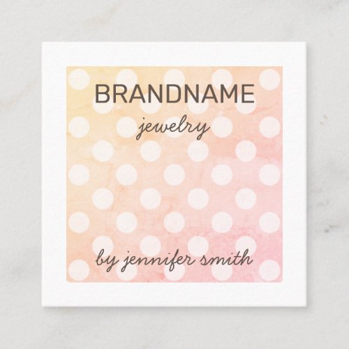 Vintage Pastel Pink Polka Dots Jewelry Display Square Business Card