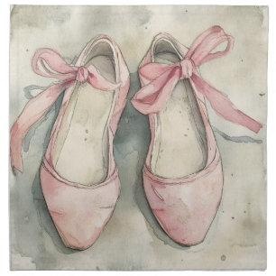 Vintage Pastel Pink Ribbon Ballet Flats Cloth Napkin