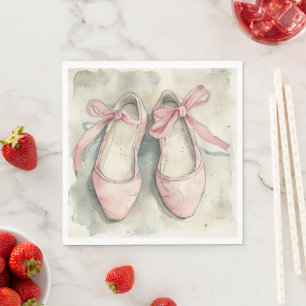 Vintage Pastel Pink Ribbon Ballet Flats Napkins