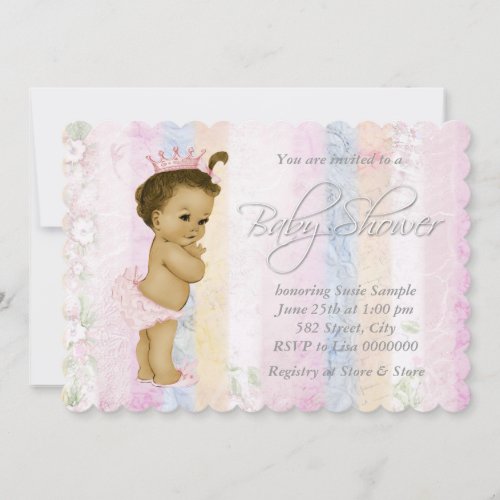 Vintage Pastel Rainbow Baby Shower Invitation