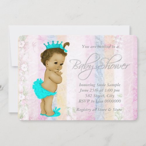 Vintage Pastel Rainbow Baby Shower Invitation