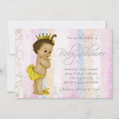 Vintage Pastel Rainbow Baby Shower Custom Invites