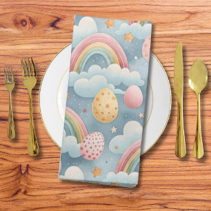 Vintage Pastel Rainbow Easter Eggs with Clouds Cloth Napkin