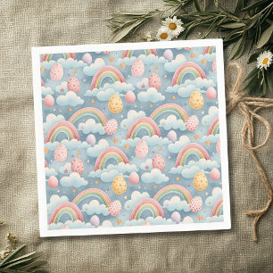 Vintage Pastel Rainbow Easter Eggs with Clouds Napkins
