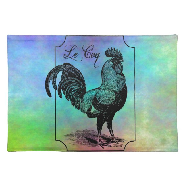 Vintage Pastel Rooster Placemat (Front)