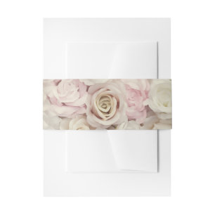 Vintage Pastel Roses Invitation Belly Band