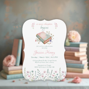 Vintage Pastel Story Book New Chapter baby shower Invitation