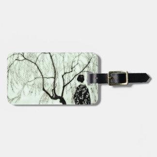 Vintage Pastel Tree Branch Japanese Woman Bag Tag