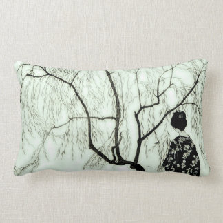 Vintage Pastel Tree Branches Japanese Woman Pillow