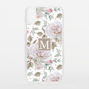 Vintage Pastel Watercolor Floral Dots and Monogram iPhone XS Case