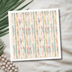 Vintage Pastel Watercolor Floral Stripes Napkins