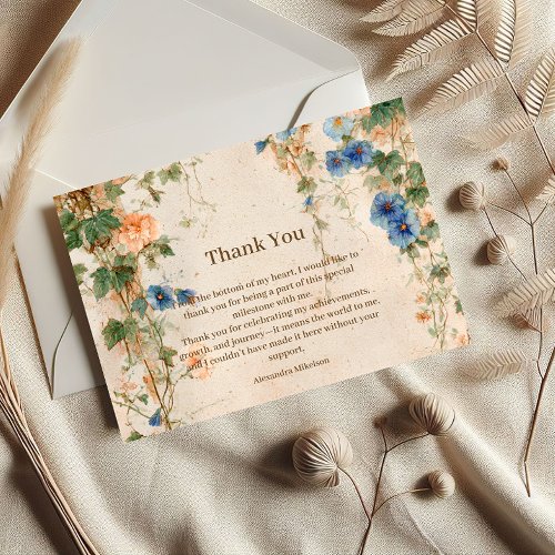 Vintage Pastel Wildflower Sweet Sixteen Thank You Card