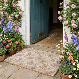 Vintage Pastel Wildflower Watercolor Floral Custom Fiber Doormat