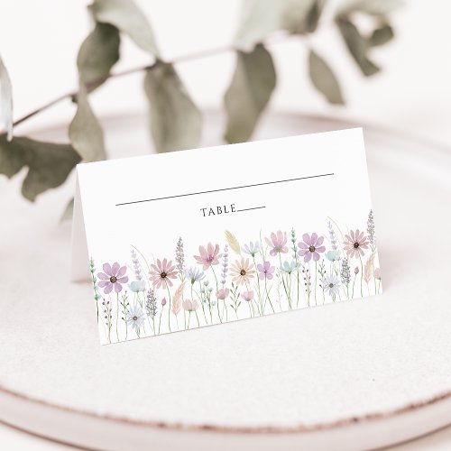 Vintage Pastel Wildflower Wedding Place Card