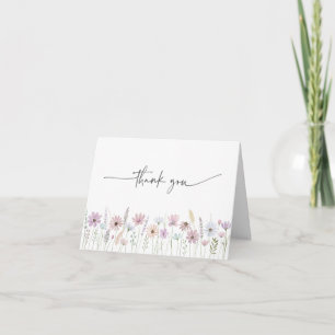 Vintage Pastel Wildflower Wedding Thank You Card