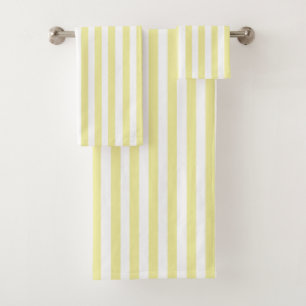 Vintage Pastel Yellow & White Stripes Striped Bath Towel Set