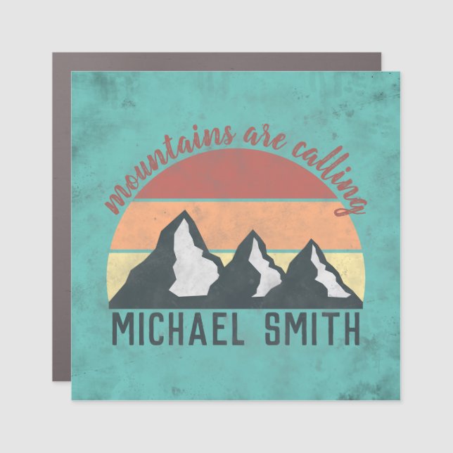 Vintage pastels mountains are calling monogram car magnet (Front)