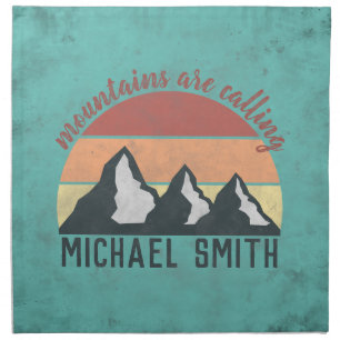 Vintage pastels mountains are calling monogram cloth napkin