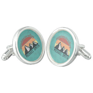 Vintage pastels mountains are calling monogram cufflinks