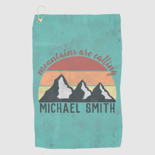 Vintage pastels mountains are calling monogram golf towel
