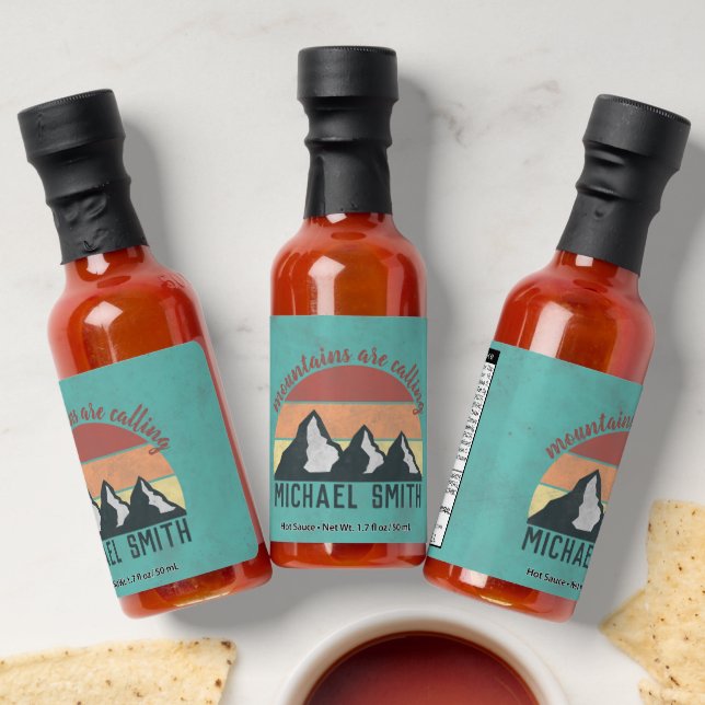 Vintage pastels mountains are calling monogram hot sauces (Laydown)