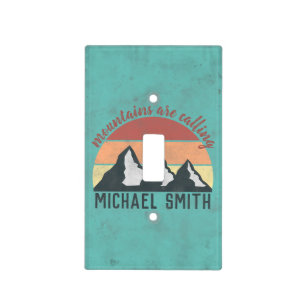 Vintage pastels mountains are calling monogram light switch cover