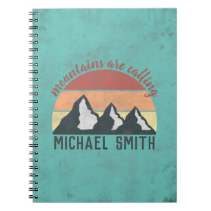 Vintage pastels mountains are calling monogram notebook