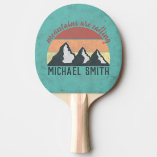Vintage pastels mountains are calling monogram ping pong paddle