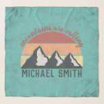 Vintage pastels mountains are calling monogram scarf<br><div class="desc">Vintage pastels mountains are calling monogram personalizable design. Drawing of a snowy mountains with a pastel colour lines in yellow, orange and red representing the sunset sky. Above the circle sky is a saying mountains are calling and beneath the mountains there is a monogram where you can add your name....</div>
