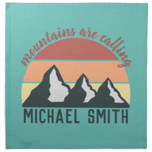 Vintage pastels mountains are calling monogram sky cloth napkin