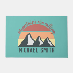 Vintage pastels mountains are calling monogram sky doormat
