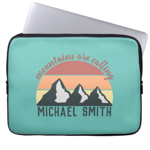 Vintage pastels mountains are calling monogram sky laptop sleeve