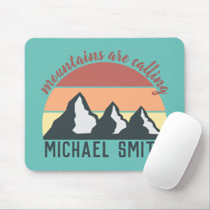 Vintage pastels mountains are calling monogram sky mouse pad