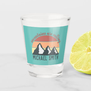 Vintage pastels mountains are calling monogram sky shot glass