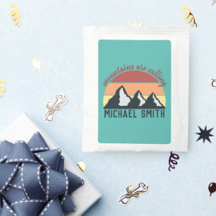 Vintage pastels mountains are calling monogram sky tea bag drink mix