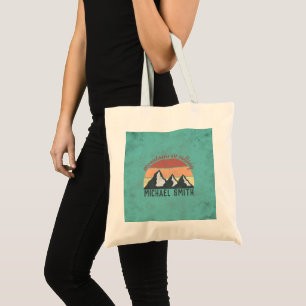 Vintage pastels mountains are calling monogram tote bag