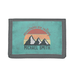 Vintage pastels mountains are calling monogram trifold wallet
