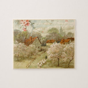 Vintage Pastoral Town Spring Puzzle