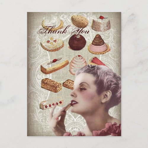 vintage pastry bridal shower tea party postcard