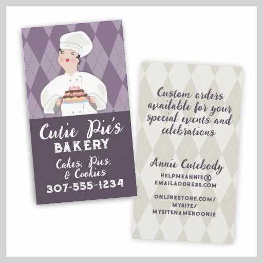 Customizable doll chef baker baking cake business card