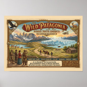 Vintage Patagonia Travel Poster Exploration Era