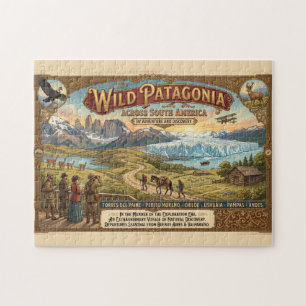 Vintage Patagonia Travel Poster Exploration Era Jigsaw Puzzle